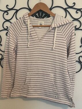 Billabong Cream Hoodie with Burgundy Stripes